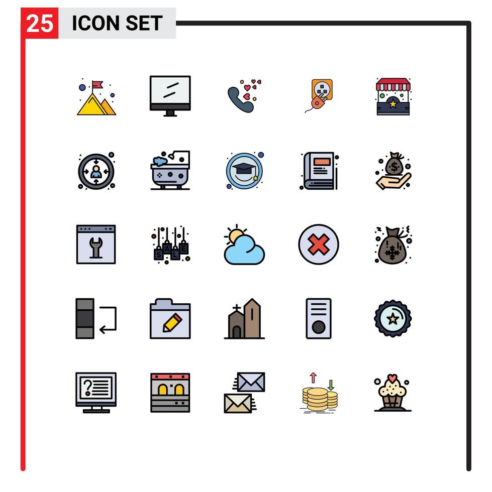 modern uppsättning av 25 fylld linje platt färger pictograph av e-handel sladd telefon elektrisk plugg redigerbar vektor design element