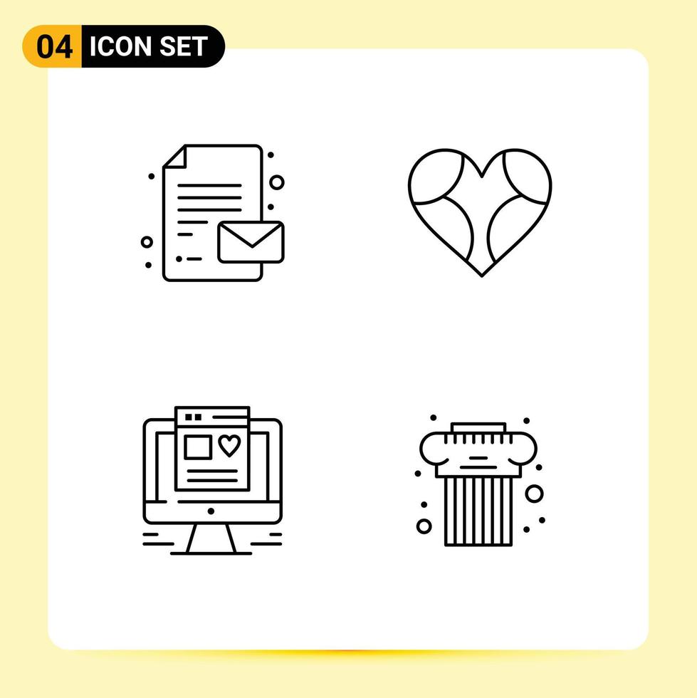 modern uppsättning av 4 fylld linje platt färger pictograph av tillbaka till skola webb hjärta tycka om arkitektur redigerbar vektor design element