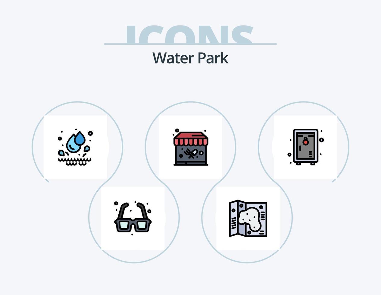 Wasserpark Linie gefüllt Icon Pack 5 Icon Design. . Park. Wasser. Wasser. Wasser vektor