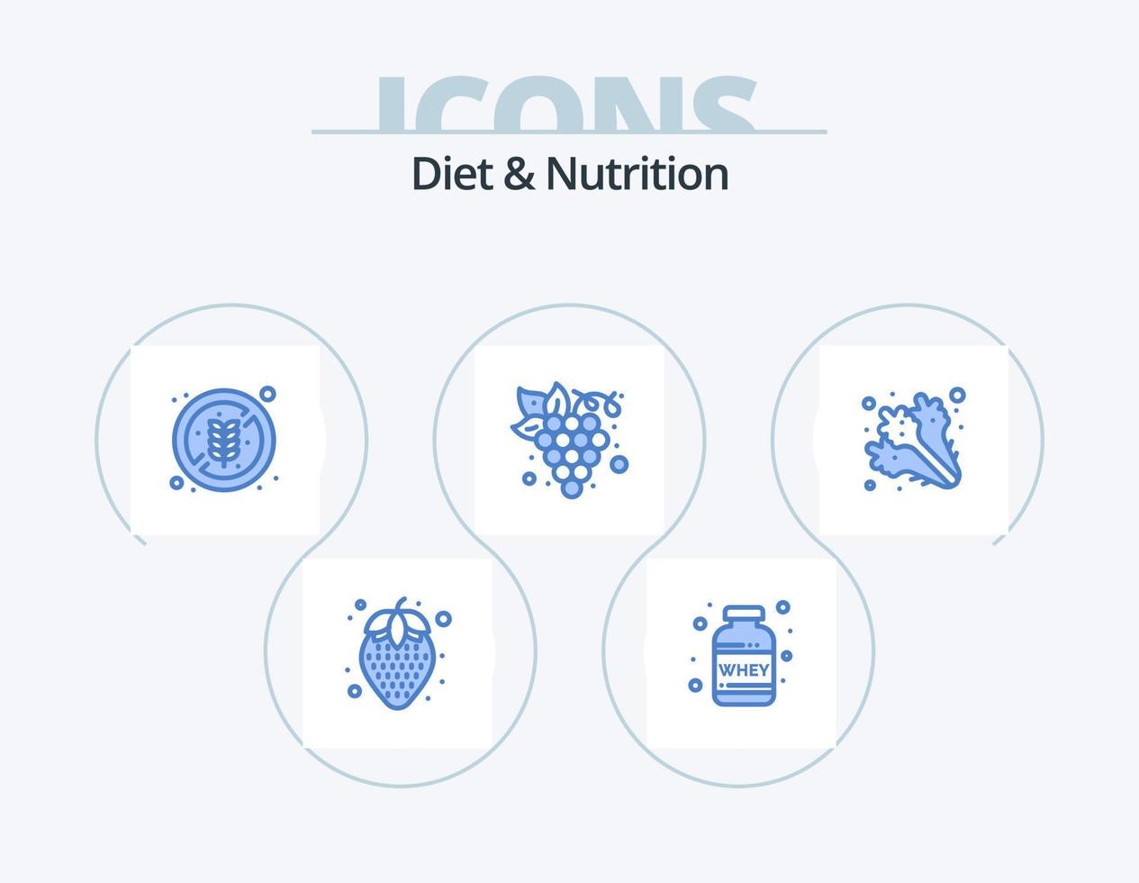 diet och näring blå ikon packa 5 ikon design. friska. diet. mat. organisk. frukt vektor