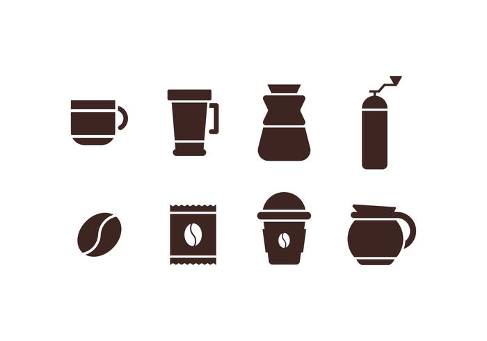 Kaffebryggare sätter ikoner vektor