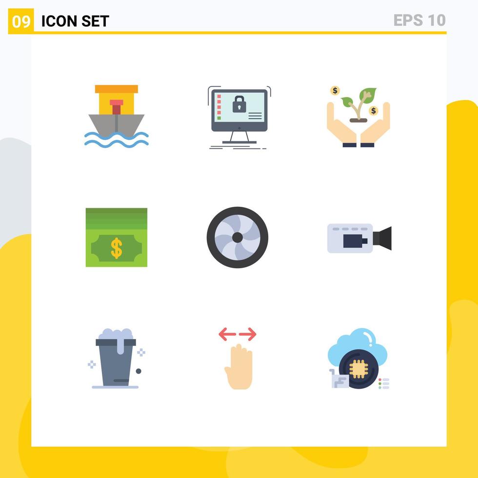 piktogram uppsättning av 9 enkel platt färger av reparera bil data pengar kontanter redigerbar vektor design element