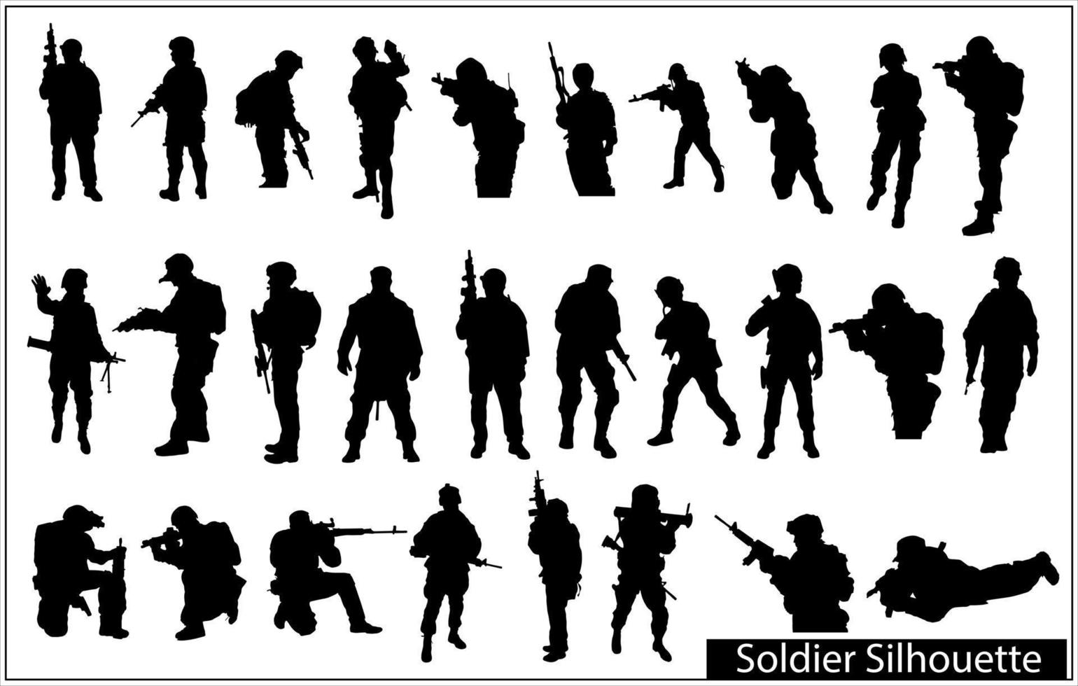 armeesoldaten silhouette vektorsammlung vektor