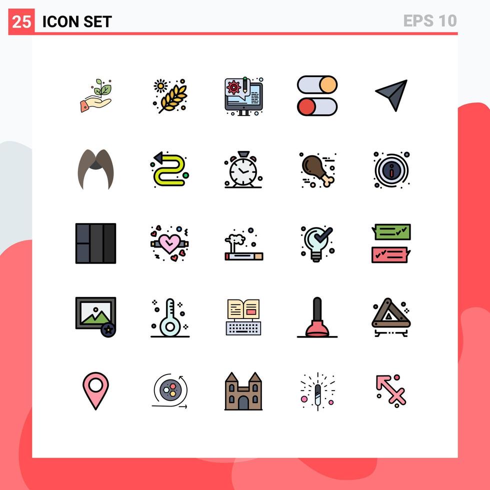 piktogram uppsättning av 25 enkel fylld linje platt färger av Instagram radio design läser in ellips redigerbar vektor design element
