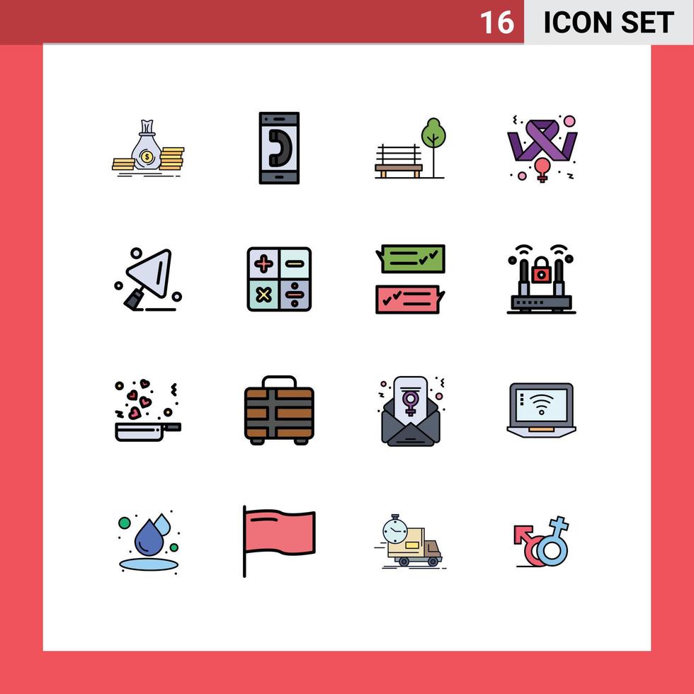 Stock Vektor Icon Pack mit 16 Zeilenzeichen und Symbolen für Feminismus Brustkrebs Gesprächsbewusstsein Park editierbare kreative Vektordesign-Elemente