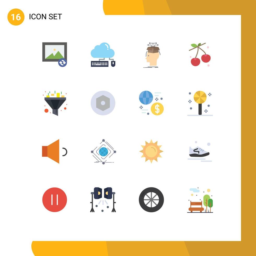 uppsättning av 16 kommersiell platt färger packa för filtrera mat data körsbär delning redigerbar packa av kreativ vektor design element