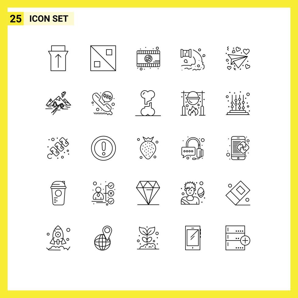 modern uppsättning av 25 rader pictograph av stenar kärlek video spelare brev avfall redigerbar vektor design element