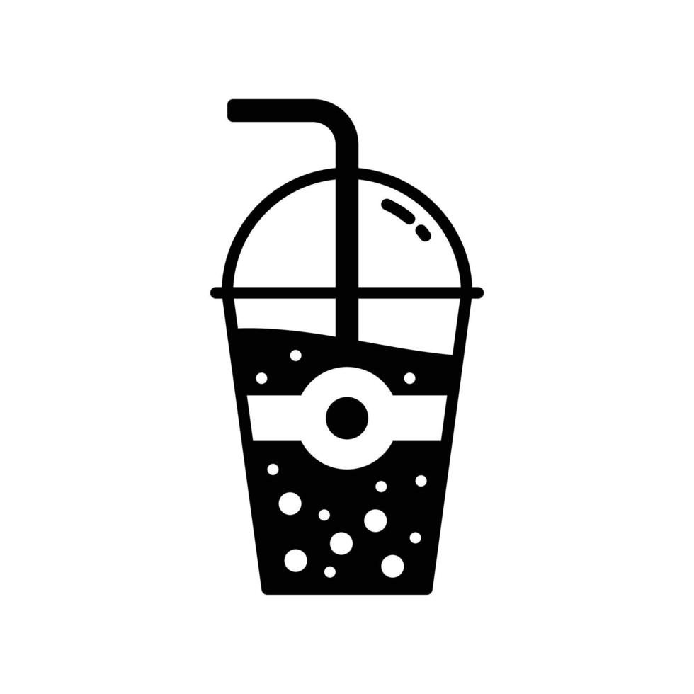 Bubble-Drink-Symbol mit Plastikbecher und Strohhalm vektor