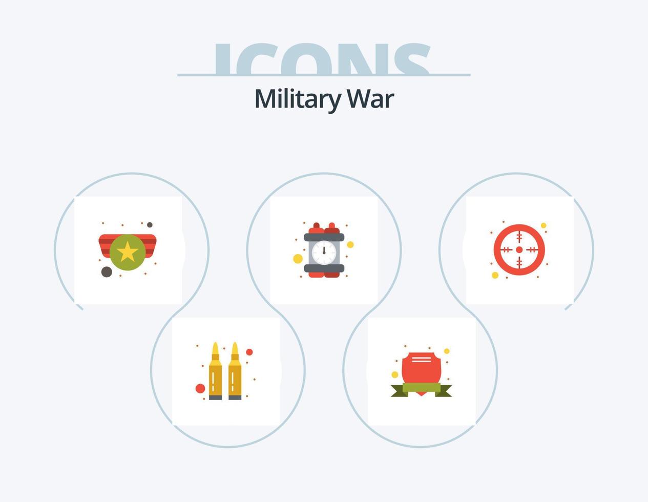 militär krig platt ikon packa 5 ikon design. armén. armén. tid bomba. brottslighet vektor