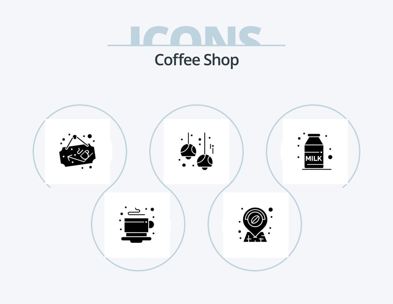 Café-Glyphen-Icon-Pack 5 Icon-Design. Kaffee. Lichter. Tasse. Lampen. Cafe vektor