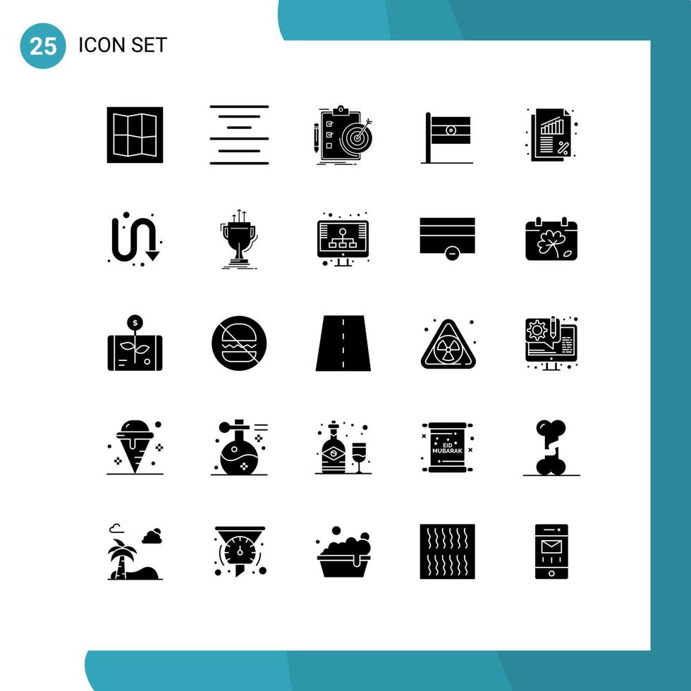 stock vektor ikon packa av 25 linje tecken och symboler för Betygsätta företag mål bank tecken redigerbar vektor design element