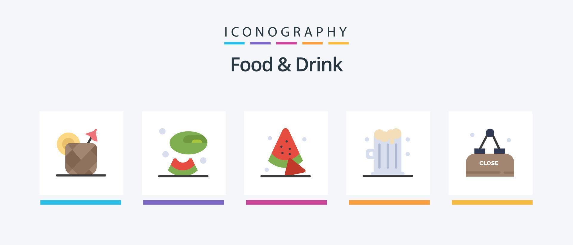 Essen und Trinken Flat 5 Icon Pack inklusive Getränk. Lebensmittel. Getränk. kreatives Ikonendesign vektor