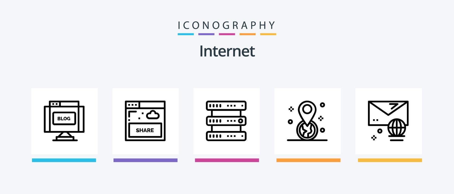 Internet Line 5 Icon Pack inklusive Internet. Zeiger. Netzwerk. Lage. Internet. kreatives Symboldesign vektor