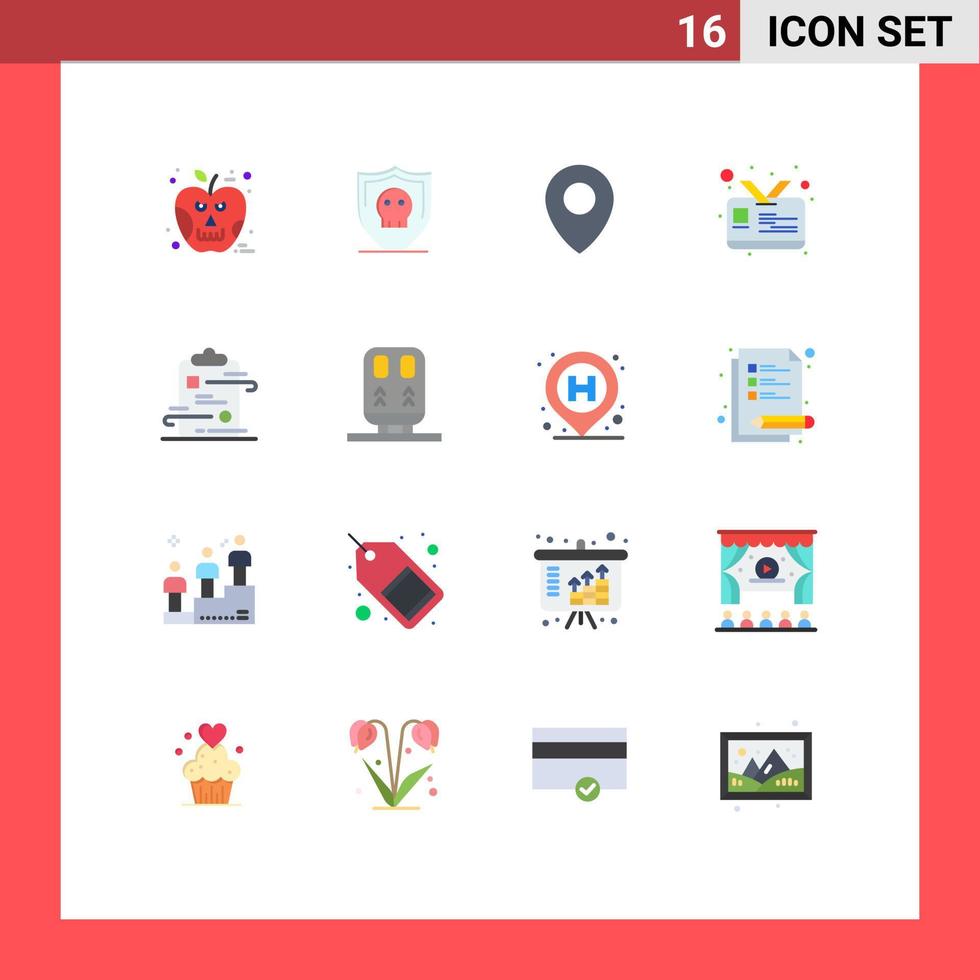 16 universell platt Färg tecken symboler av papper dokumentera plats Urklipp id redigerbar packa av kreativ vektor design element