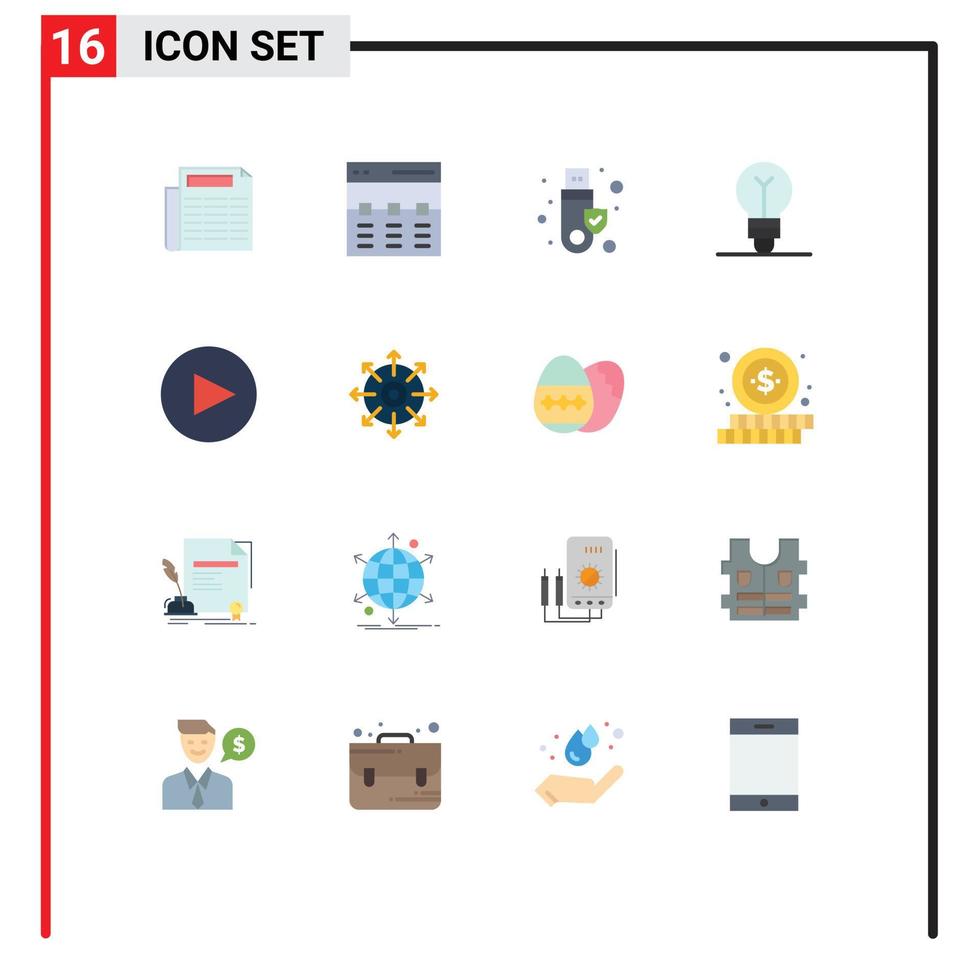 Stock Vector Icon Pack mit 16 Zeilen Zeichen und Symbolen für Spiel Kranz Sicherheit Idee Leistung editierbares Paket kreativer Vektordesign-Elemente