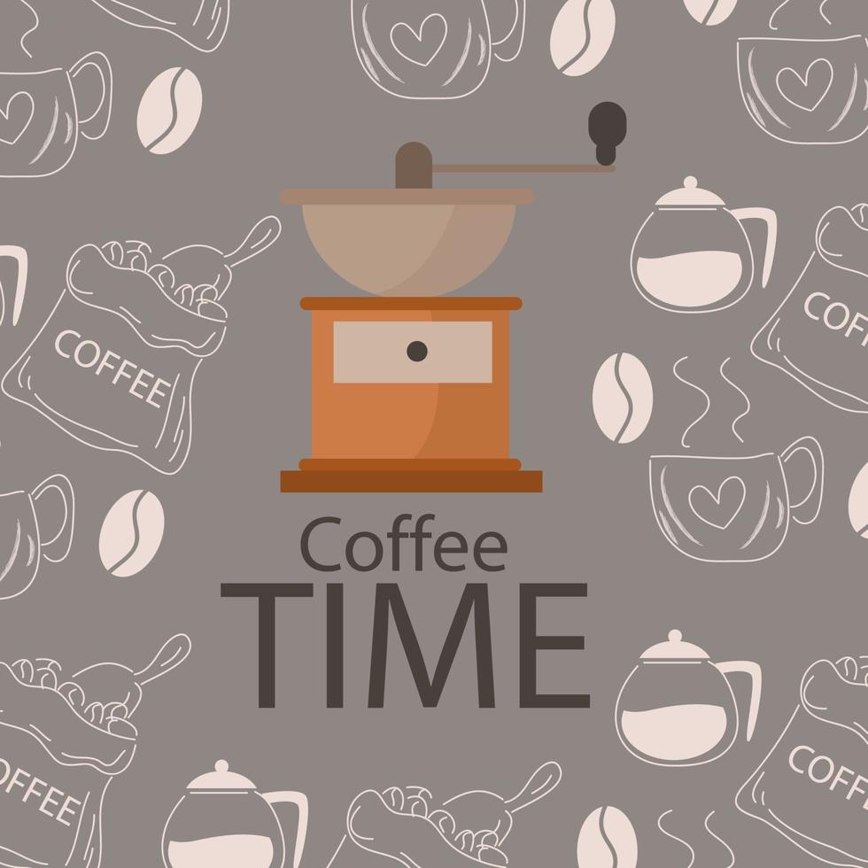 Kaffee-Gekritzel-Hintergrund ist für Ihre Café-Wanddekoration geeignet. vektor