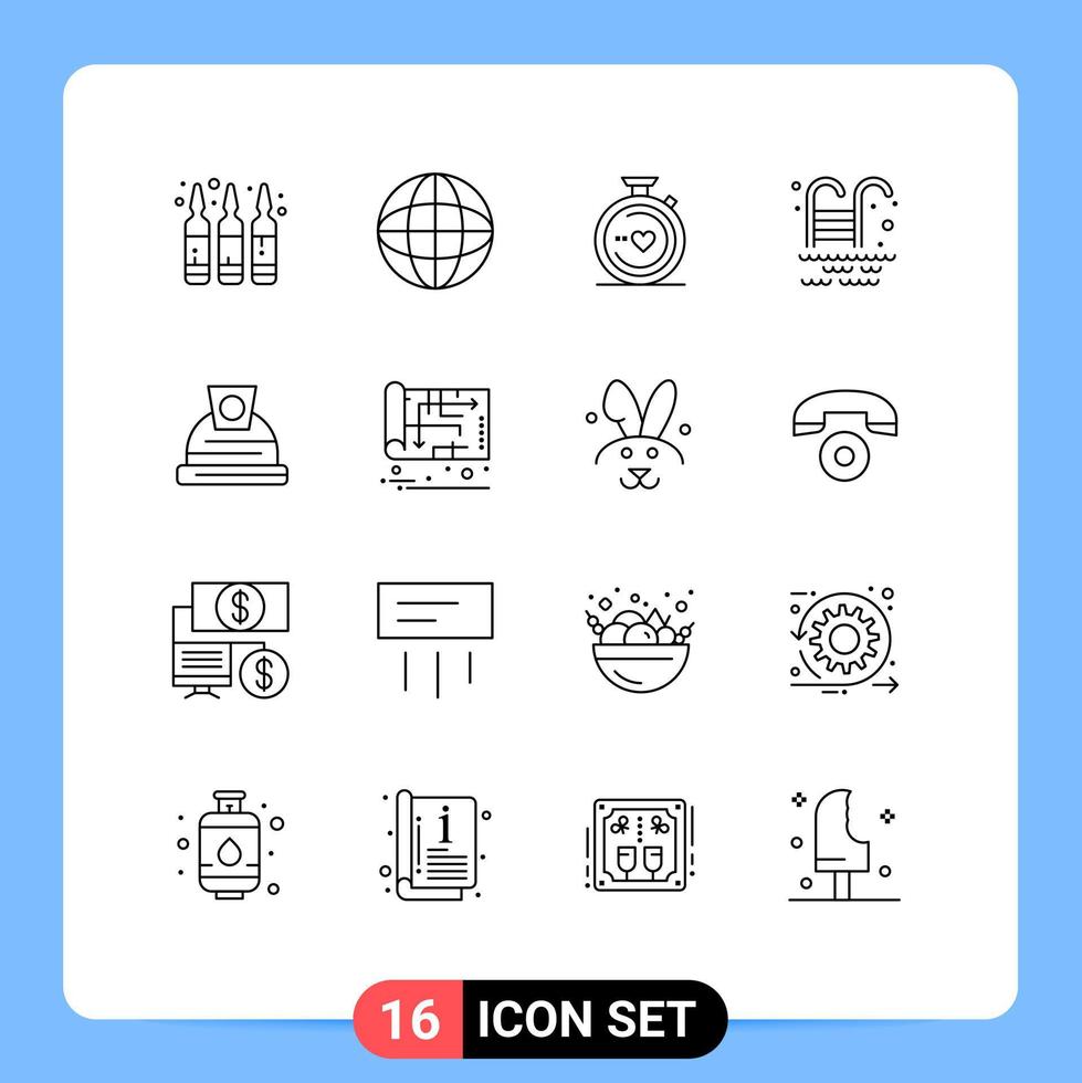 Gruppe von 16 skizziert Zeichen und Symbole für Blaupausenbau Liebesarchitektur Wasser editierbare Vektordesign-Elemente vektor