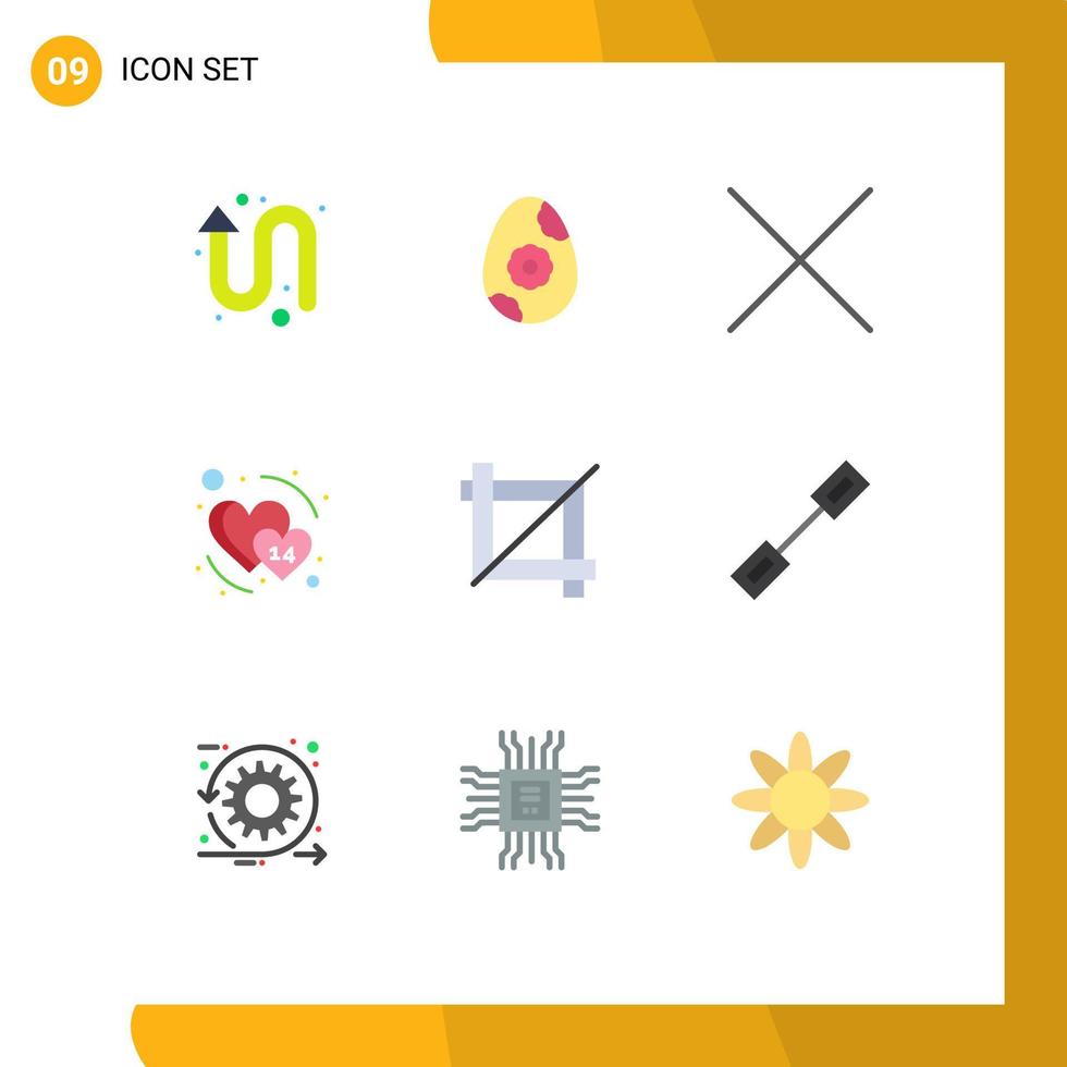 Stock Vector Icon Pack mit 9 Zeilen Zeichen und Symbolen für Verbindungsgrafik löschen Design Februar editierbare Vektordesign-Elemente