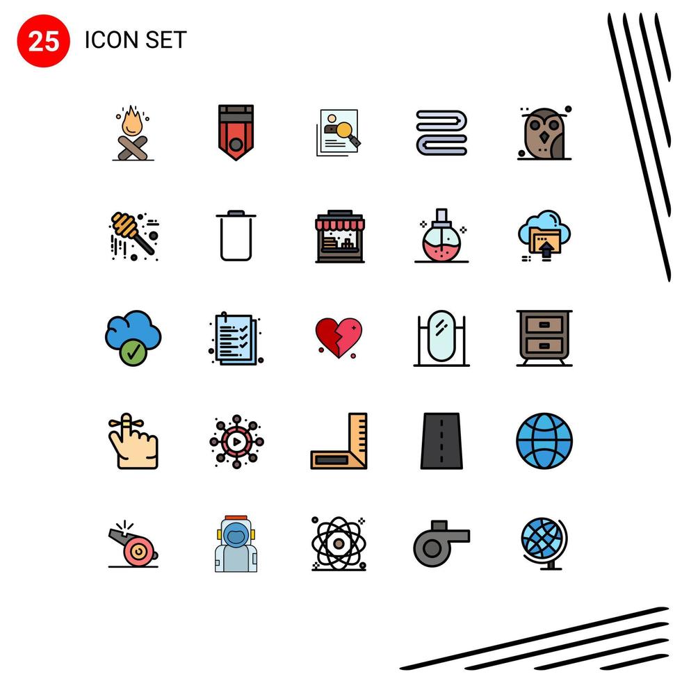 Stock Vector Icon Pack mit 25 Linienzeichen und Symbolen für saubere Resume-Streifen-Ressourcen, die editierbare Vektordesign-Elemente jagen