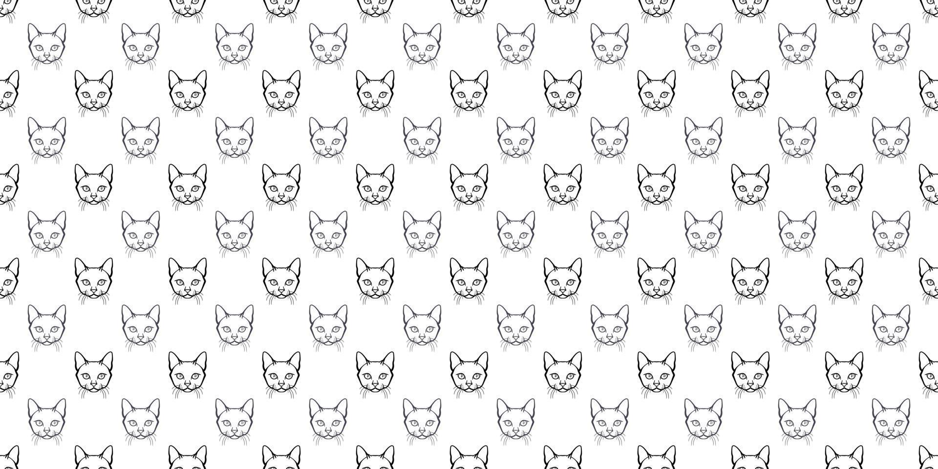 Schwarz-Weiß-Katze nahtloses Muster wiederholen Vektor Hintergrund