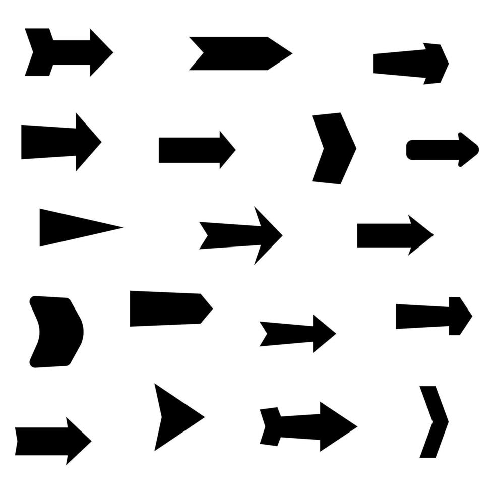uppsättning av svart olika pilar. vektor illustration