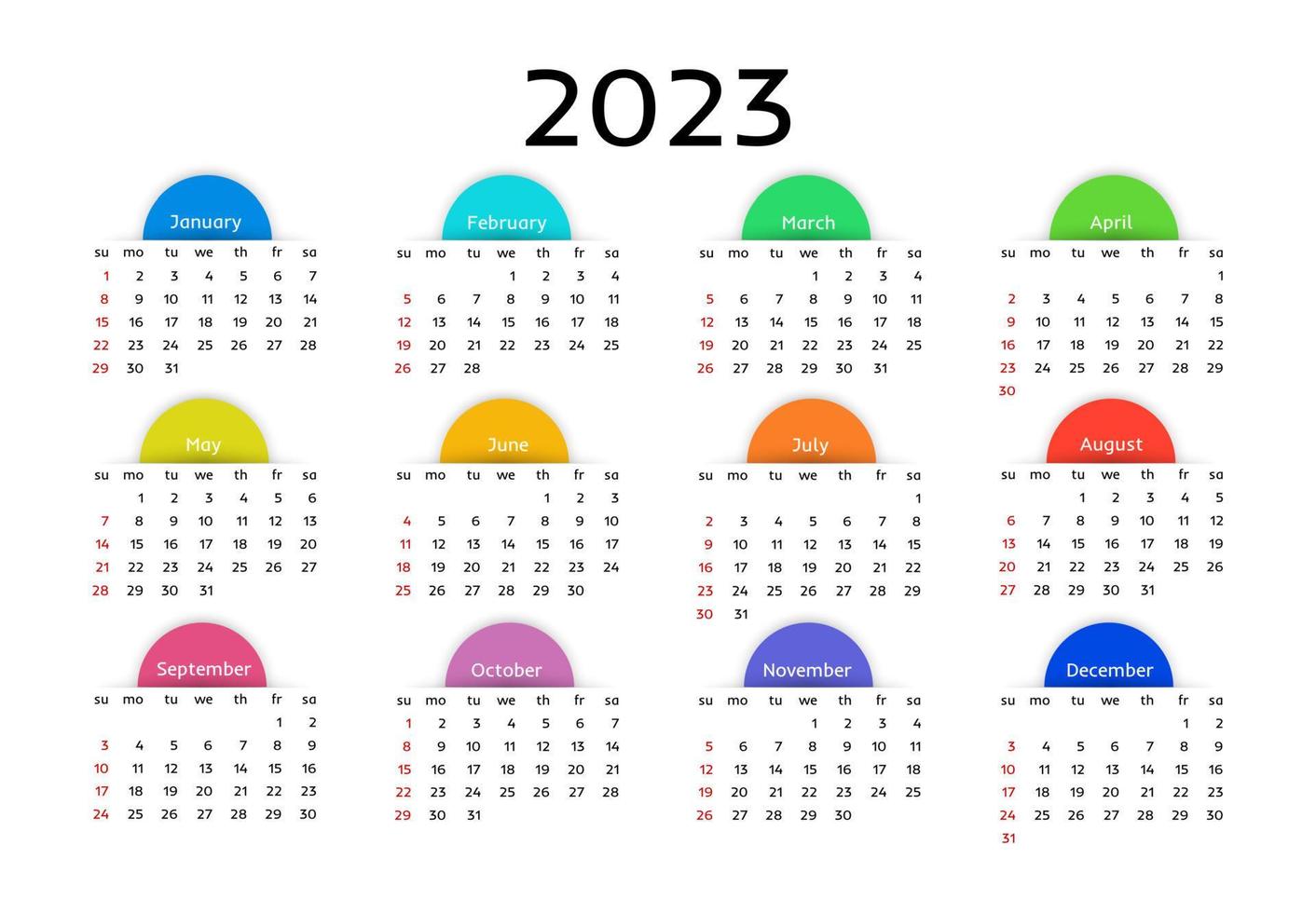 kalender för 2023 isolerat på en vit bakgrund vektor