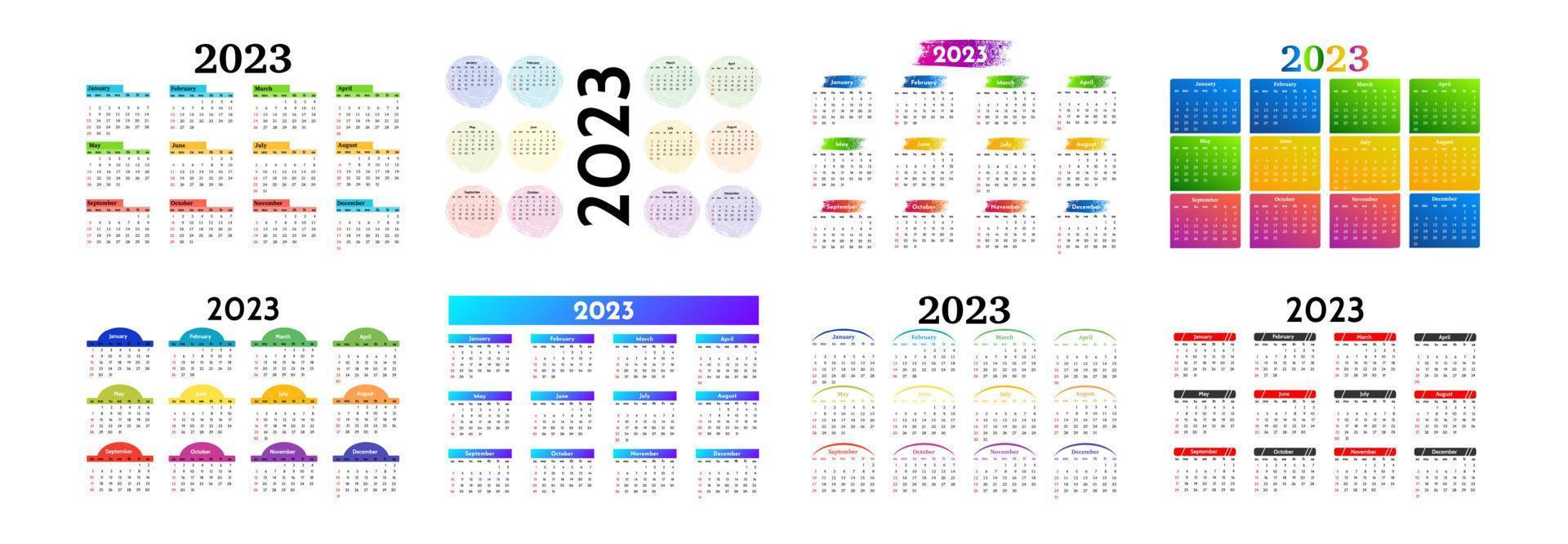 Kalender für 2023 isoliert auf weißem Hintergrund vektor