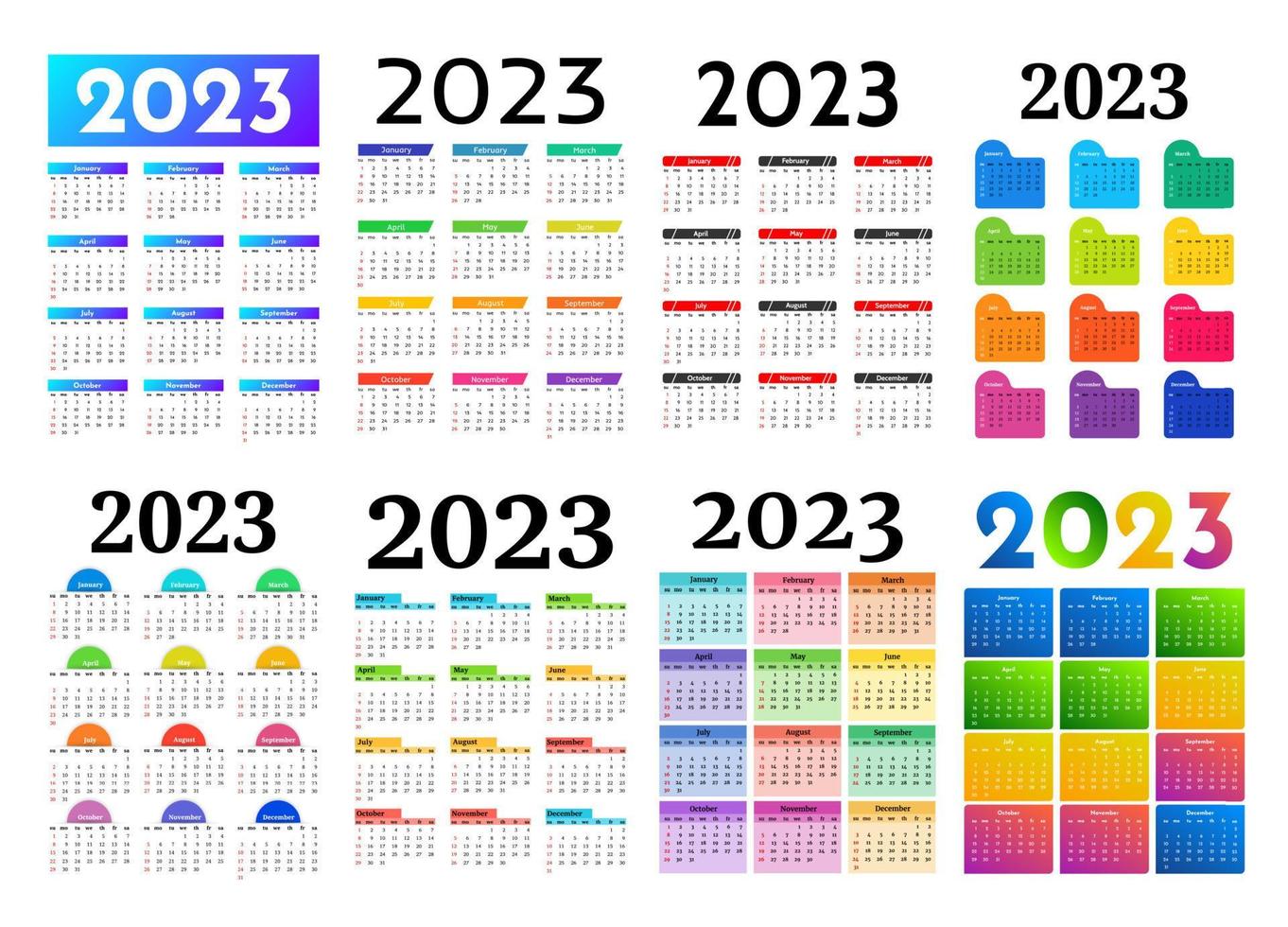 kalender för 2023 isolerat på en vit bakgrund vektor