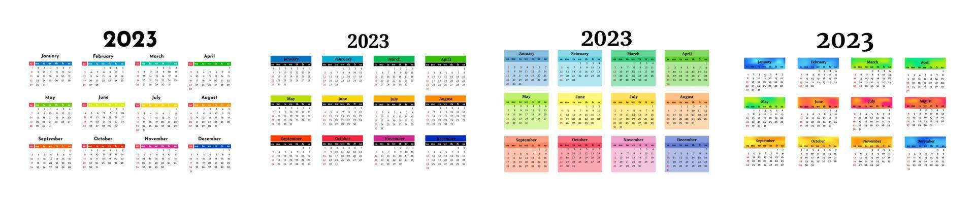 Kalender für 2023 isoliert auf weißem Hintergrund vektor