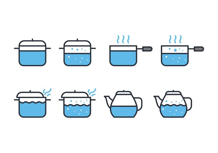 Kokvatten ikonuppsättning vektor