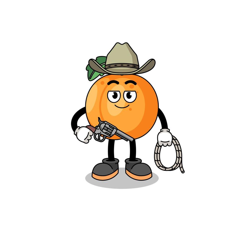 karaktär maskot av aprikos som en cowboy vektor