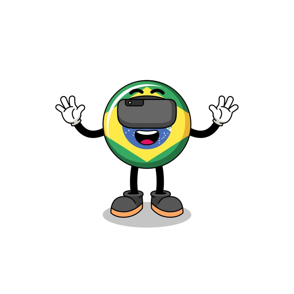 Illustration der brasilianischen Flagge mit einem VR-Headset vektor