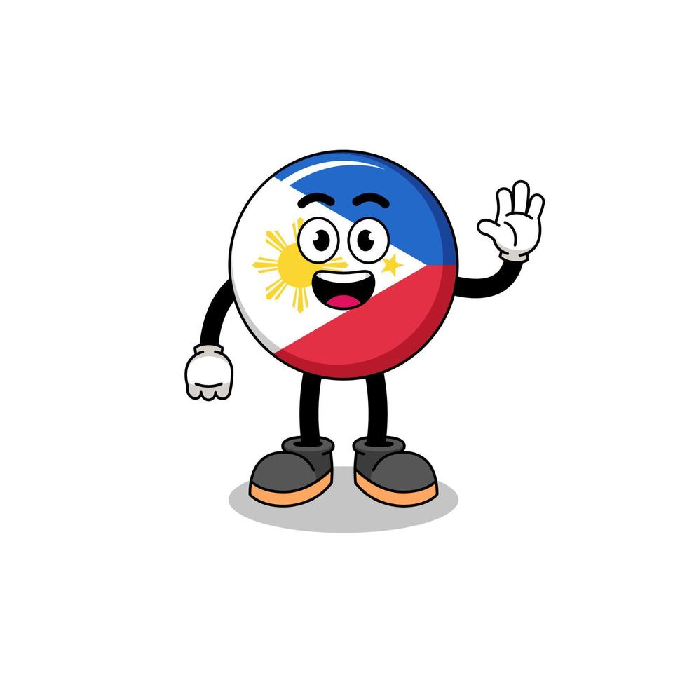 philippinische Flaggenkarikatur, die eine Handbewegung mit der Hand macht vektor