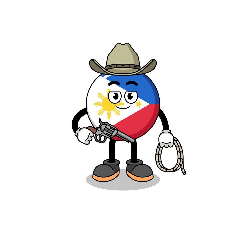 karaktär maskot av filippinerna flagga som en cowboy vektor