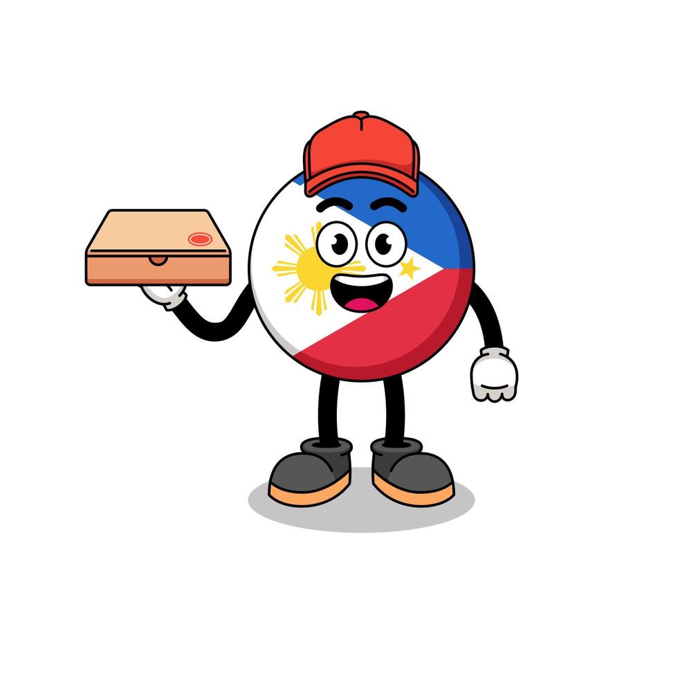 filippinerna flagga illustration som en pizza deliveryman vektor