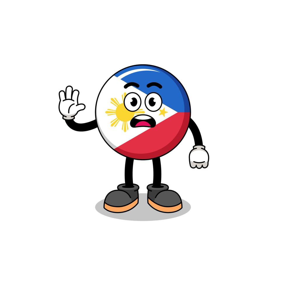 philippinische flagge karikaturillustration, die stopphand tut vektor