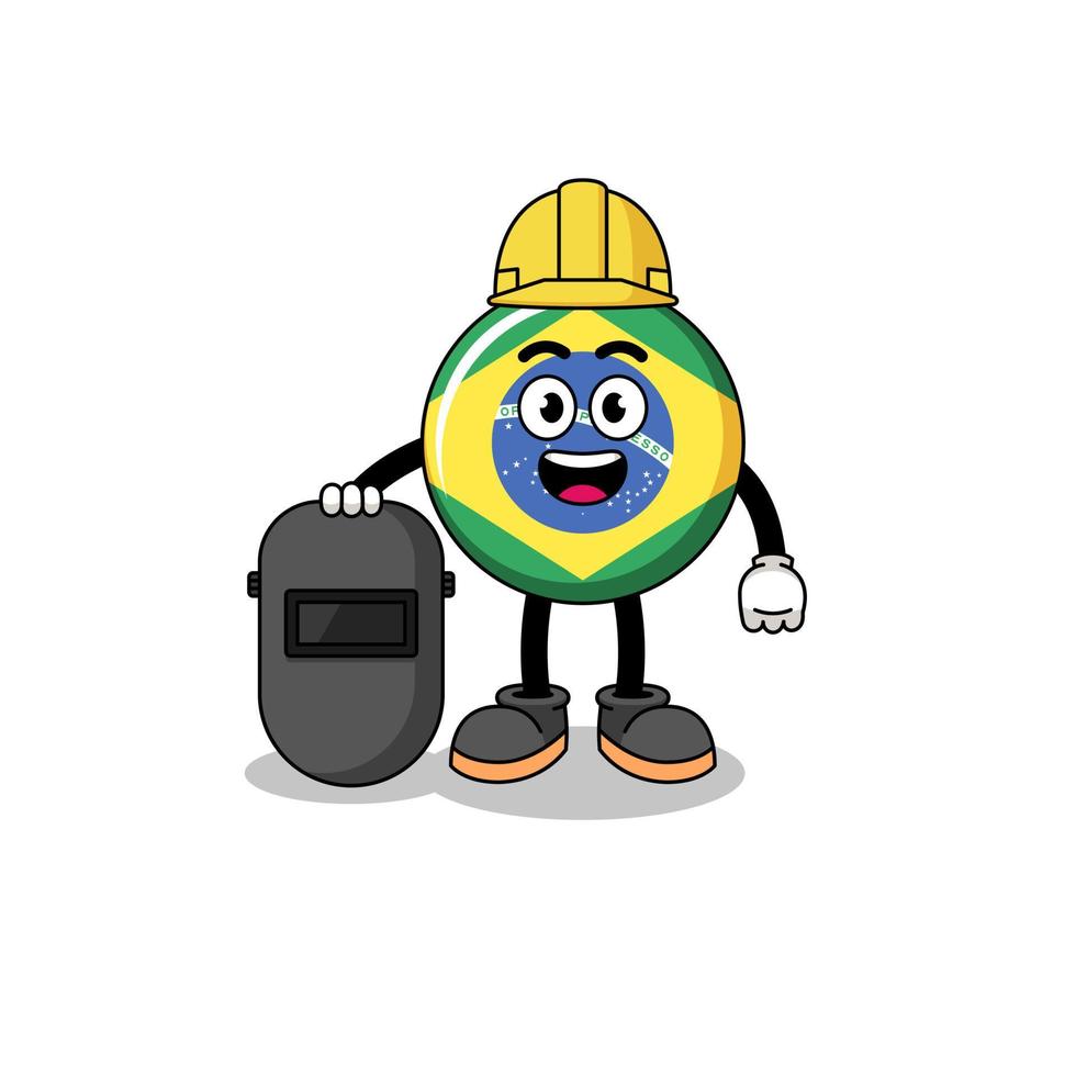 maskot av Brasilien flagga som en svetsare vektor