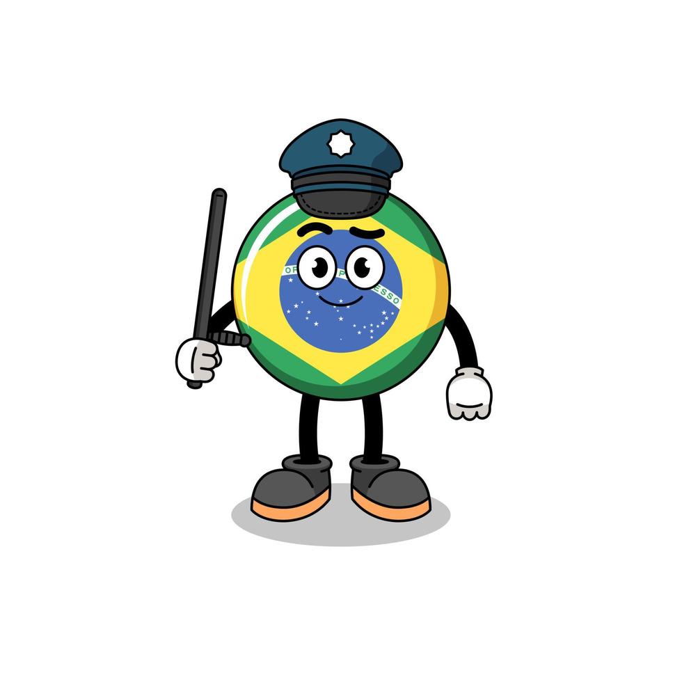 karikaturillustration der brasilienflaggenpolizei vektor
