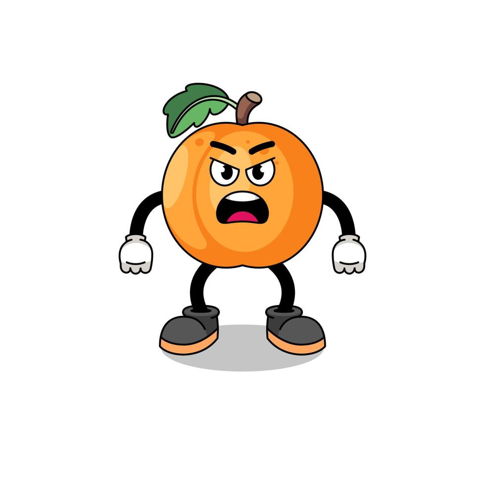 aprikos tecknad serie illustration med arg uttryck vektor