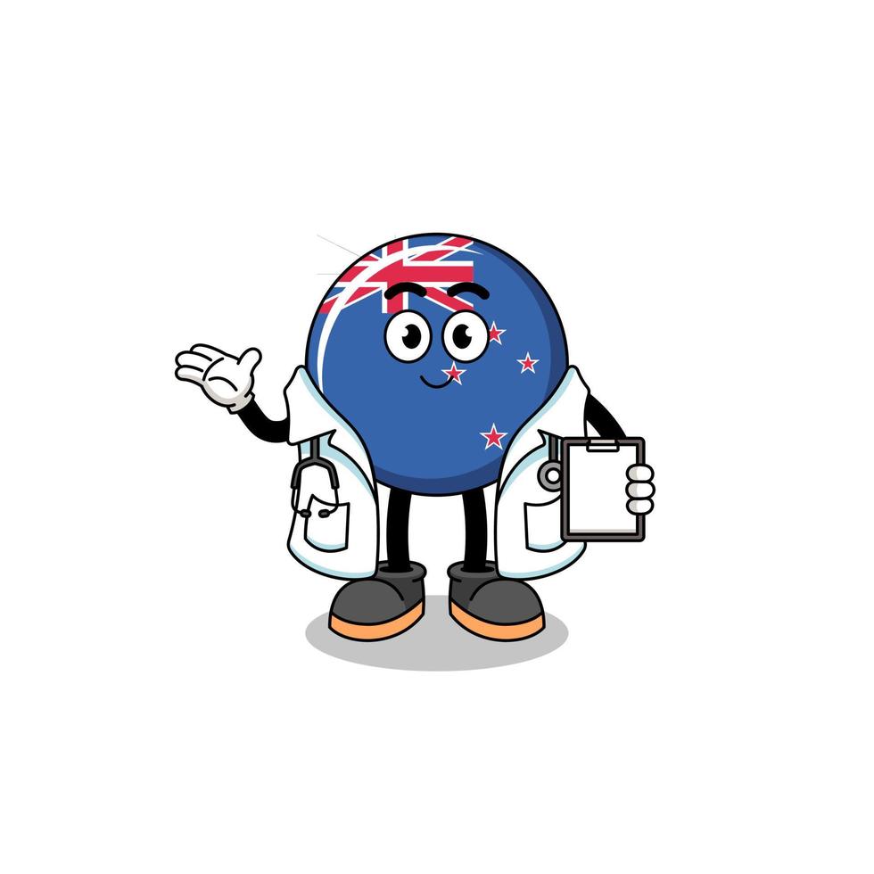 Cartoon-Maskottchen des neuseeländischen Flaggenarztes vektor