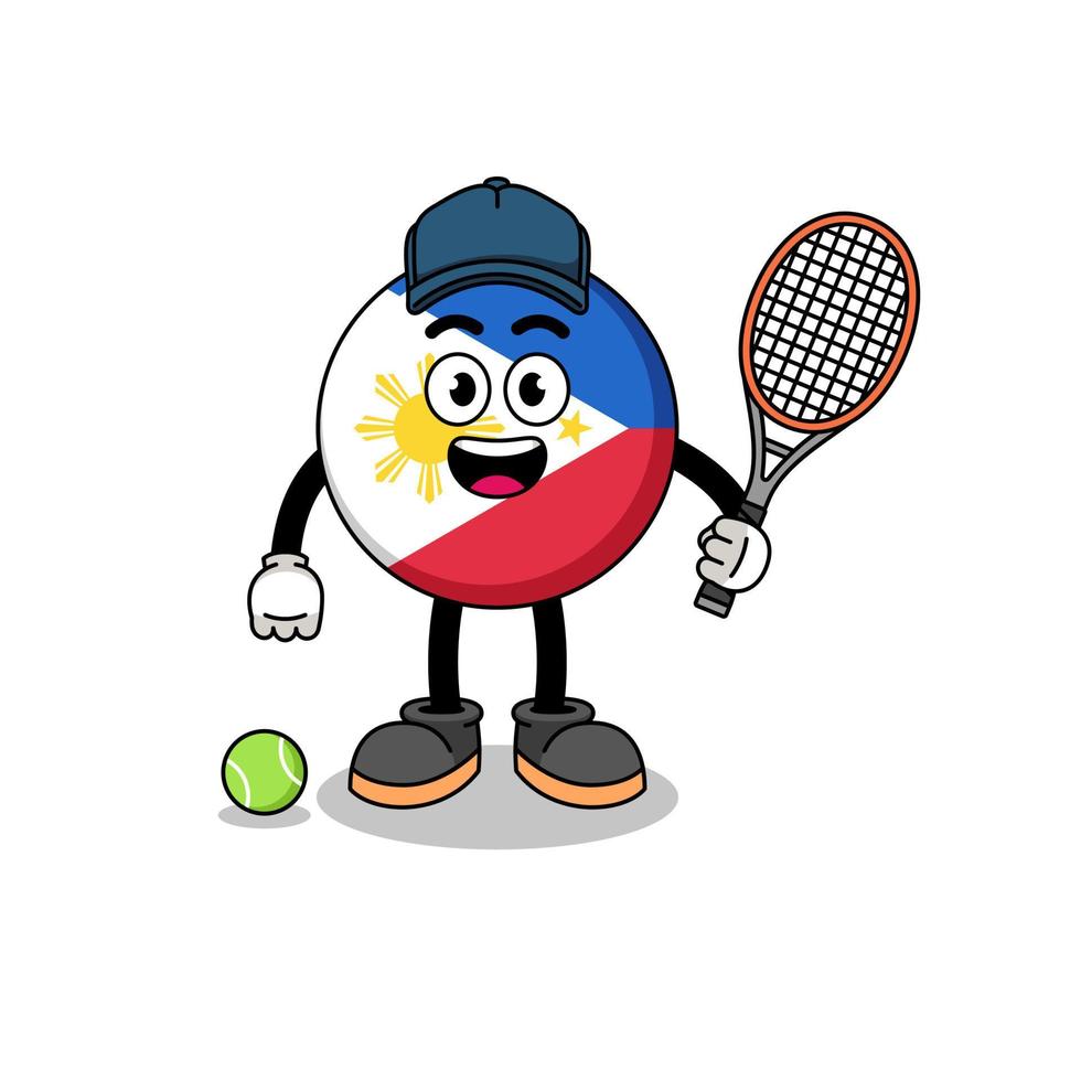 Illustration der philippinischen Flagge als Tennisspieler vektor