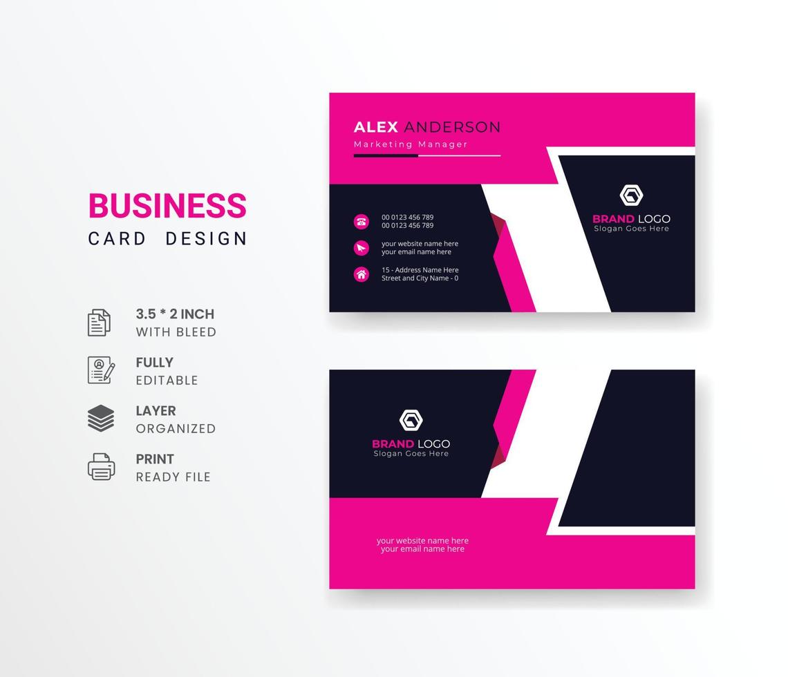personlig företag kort med företag logotyp rena platt design företags- besöker kort attrapp vektor