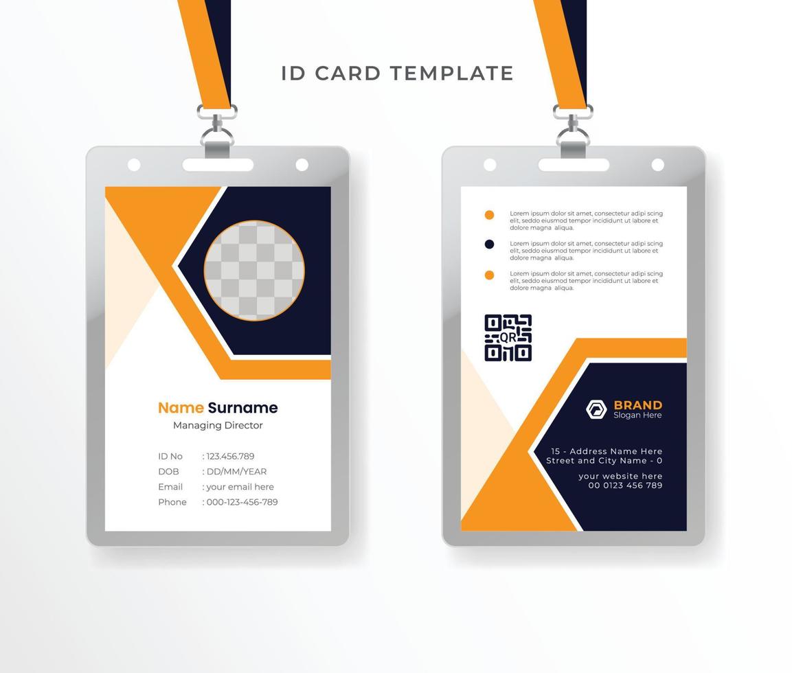 professionelle minimalistische Mitarbeiter-ID-Kartenvorlage mit abstraktem Design im Fotostil vektor