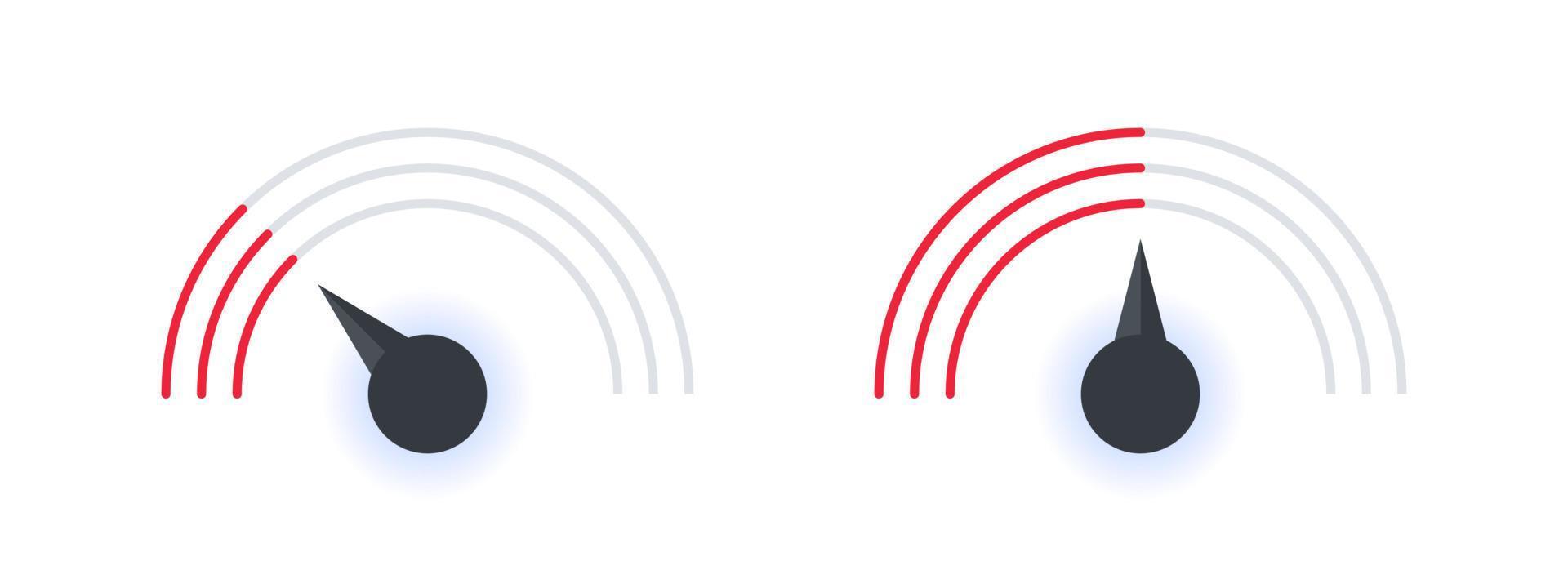 risk meter begrepp. tillfredsställelse meter. hastighetsmätare Diagram glida mall. indikator meter av procent. vektor illustration