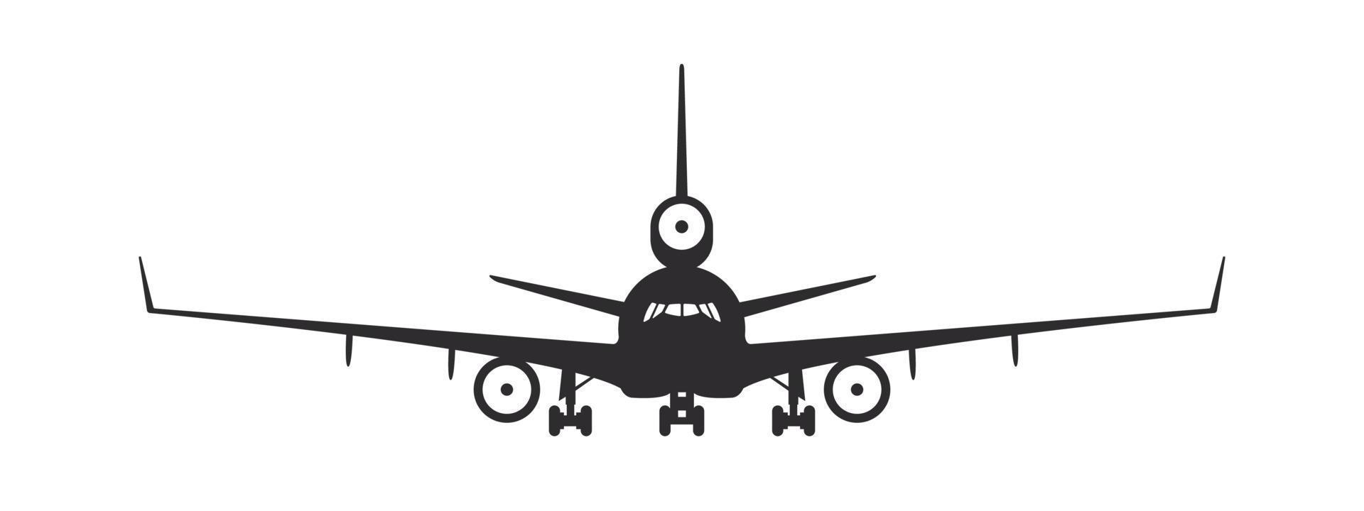 flygplan. plan med tre motorer. flygplan silhuett främre se. flyg transport symbol. vektor bild
