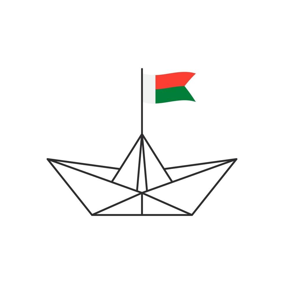 Papierboot-Symbol. ein Boot mit der Flagge von Madagaskar. Vektor-Illustration vektor