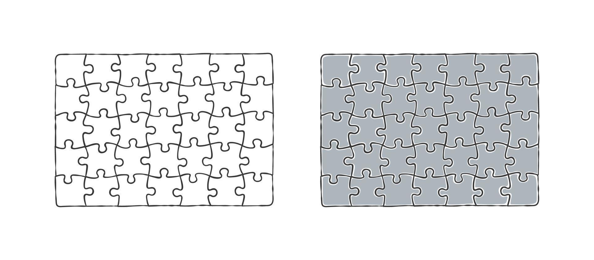 Puzzle-Vorlage. ein handgezeichnetes Puzzle. rechteckiges Puzzle. Puzzle für Animationen. Vektor-Illustration vektor