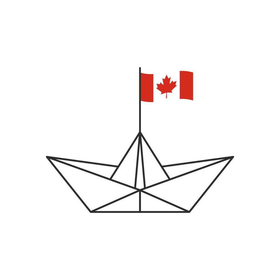 Papierschiffchen. das Boot mit der kanadischen Flagge. Vektor-Illustration vektor