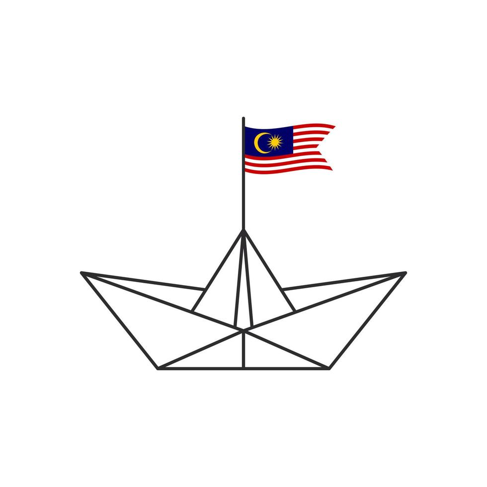 Papierboot-Symbol. ein Boot mit der Flagge von Malaysia. Vektor-Illustration vektor