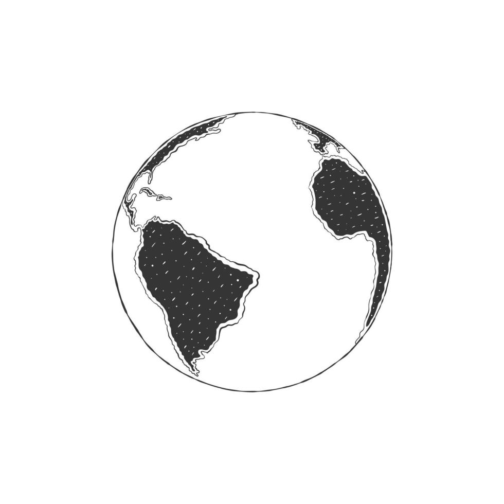 Kugeln der Erde. Globen handgezeichnete Ikone. Globusskizze mit Textur. Vektor-Illustration vektor